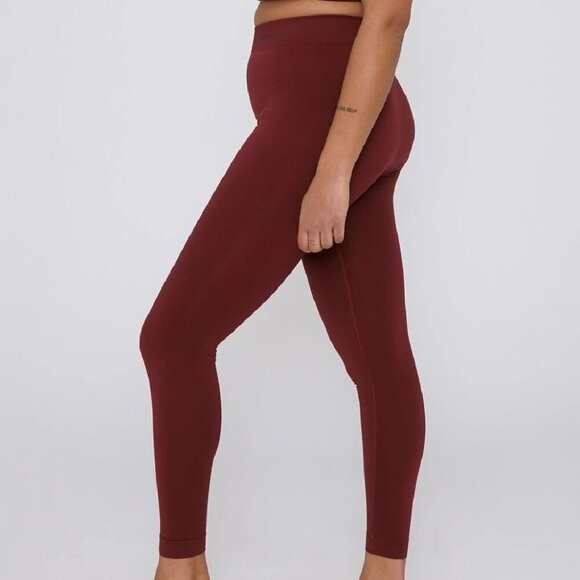 NWT Organic Basics Active Leggings in Burgundy High Rise Women's Tights Sz M-L - Picture 2 of 16